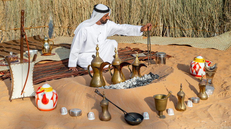 Traditional qahwa coffee ceremony 