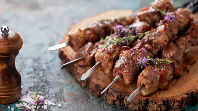 Lamb kabobs on board