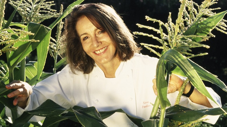 Nora Pouillon chef smiling crop field