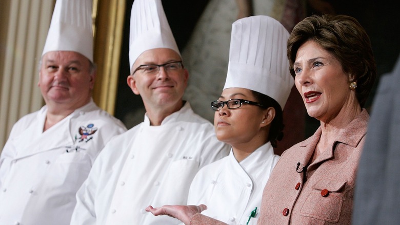 Laura Bush with White House Chefs