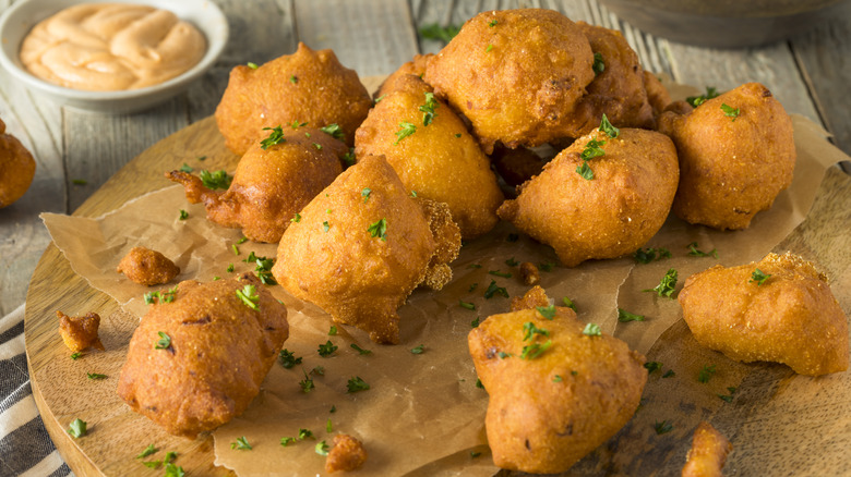 hushpuppies on a board