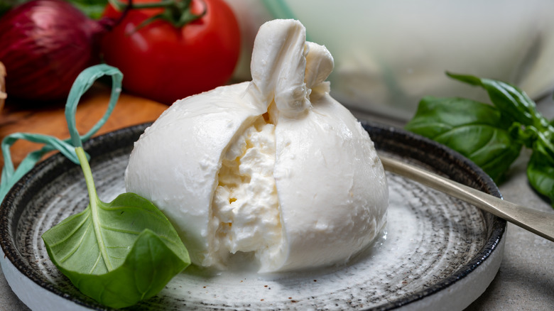 sliced open burrata