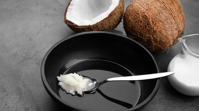 coconut oil in frying pan