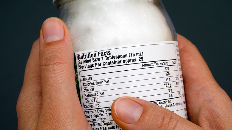 coconut oil jar nutrition label