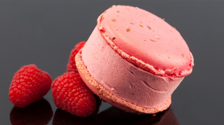Pink macaron ice cream sandwich