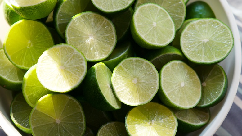 bowl of  cut limes