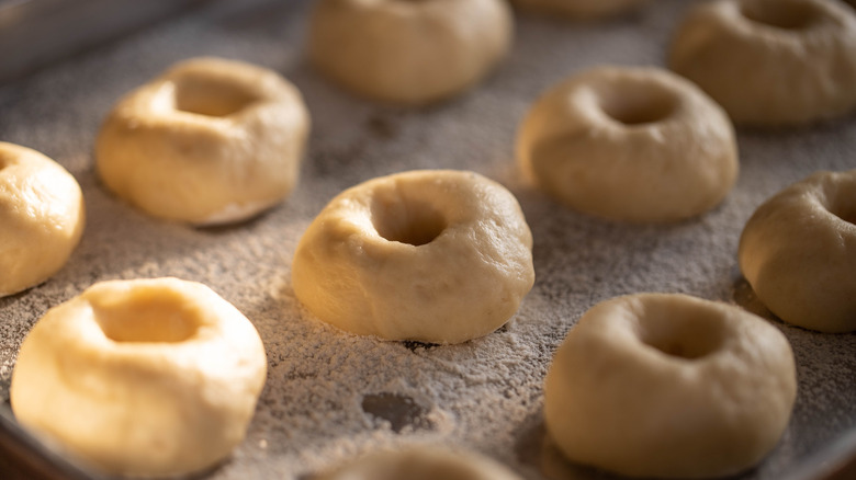 uncooked donuts ready to bake