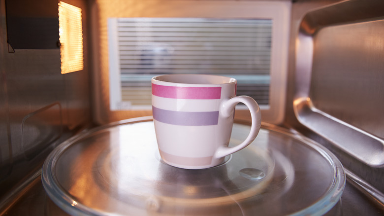 A mug in a microwave