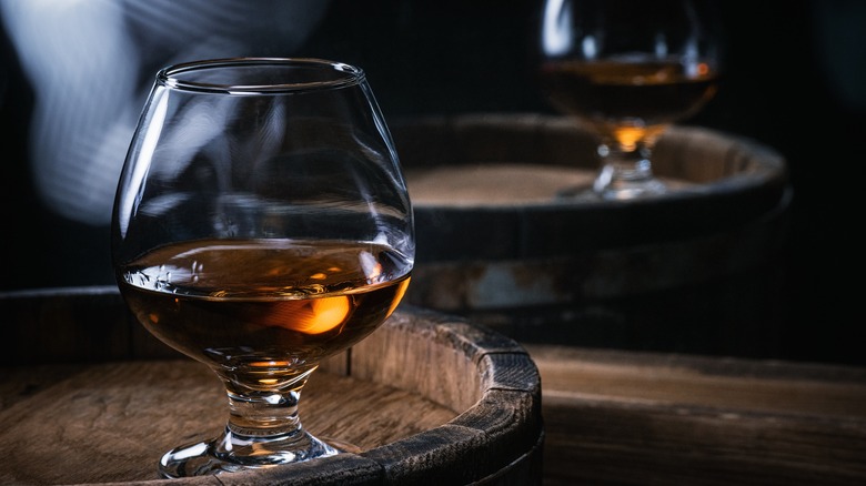 bourbon in round glass