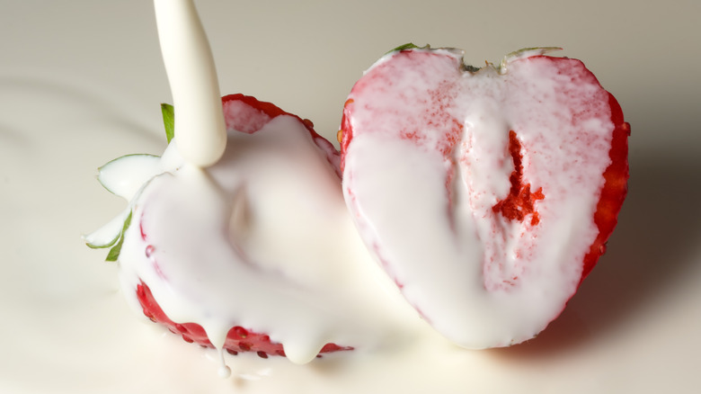 Strawberries drowned in cream