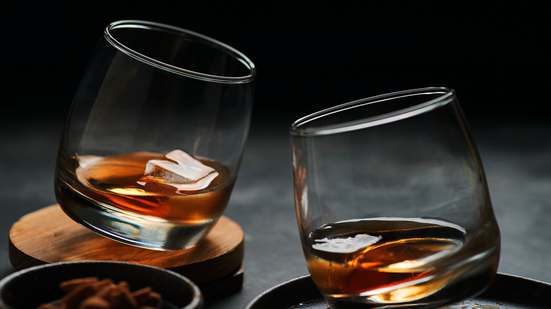 two glasses bourbon