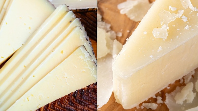 sliced Manchego and Pecorino Romano