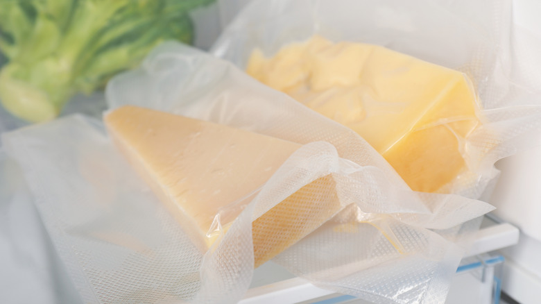 cheese sealed in vacuum bags