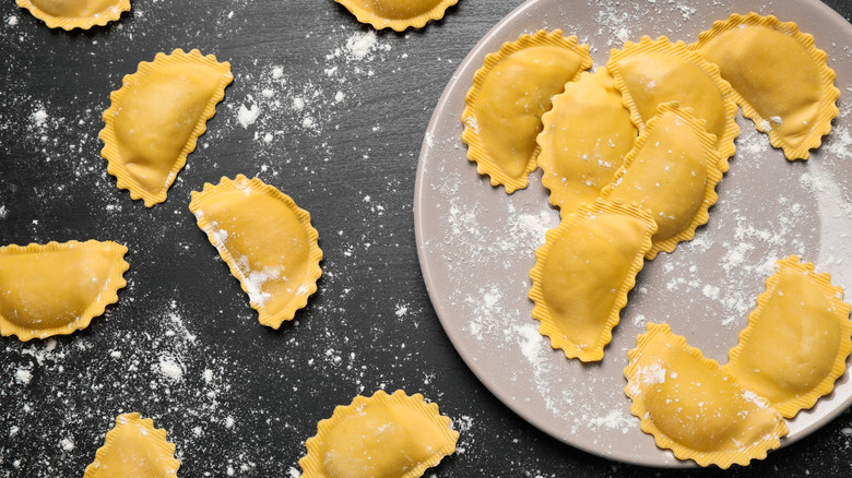 mezzelune pasta on plate