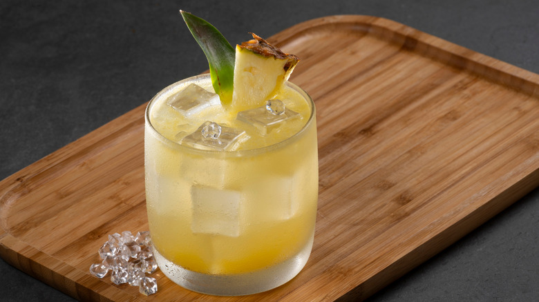 pisco punch with pineapple garnish