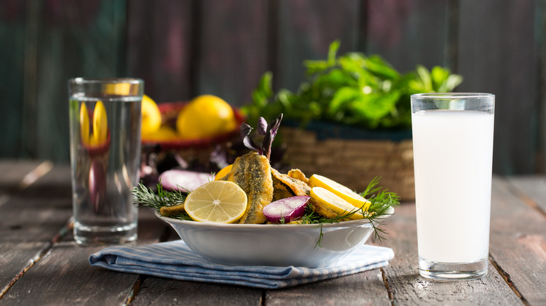 turkish raki served with food