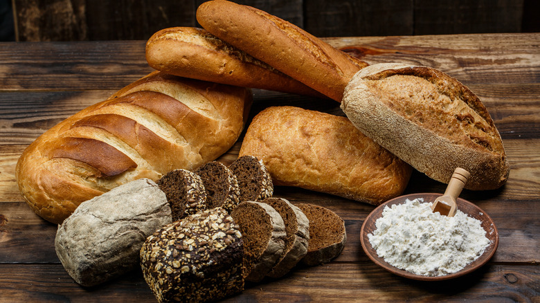 different breads on table