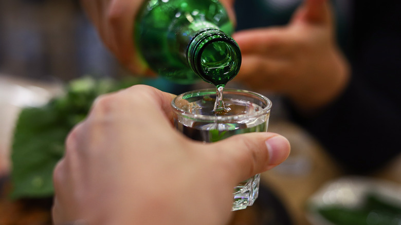 Pouring soju