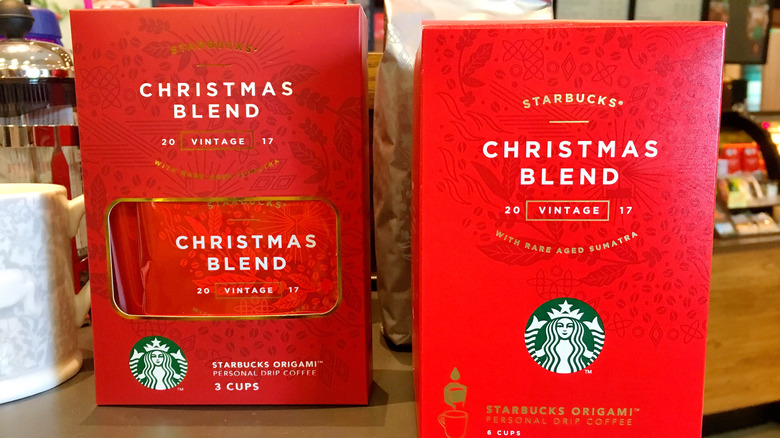 a bag of starbucks christmas blend