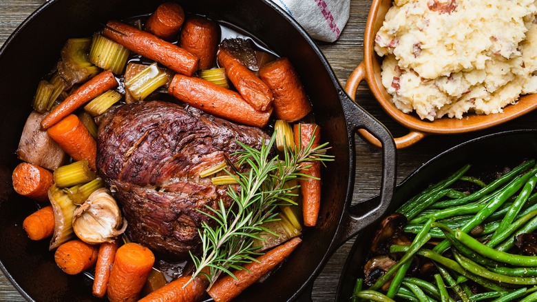 pot roast in a cast iron pan