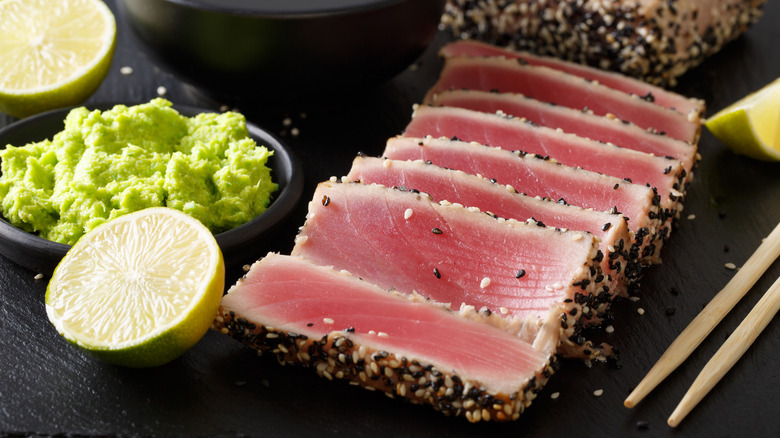 Tuna tataki with wasabi and sesame