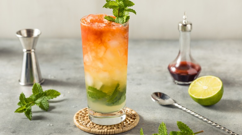 A smash cocktail with bitters and mint