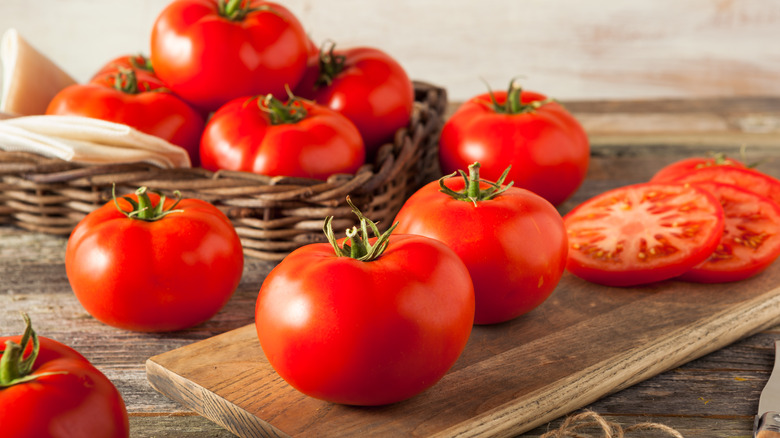 multiple whole round tomatoes