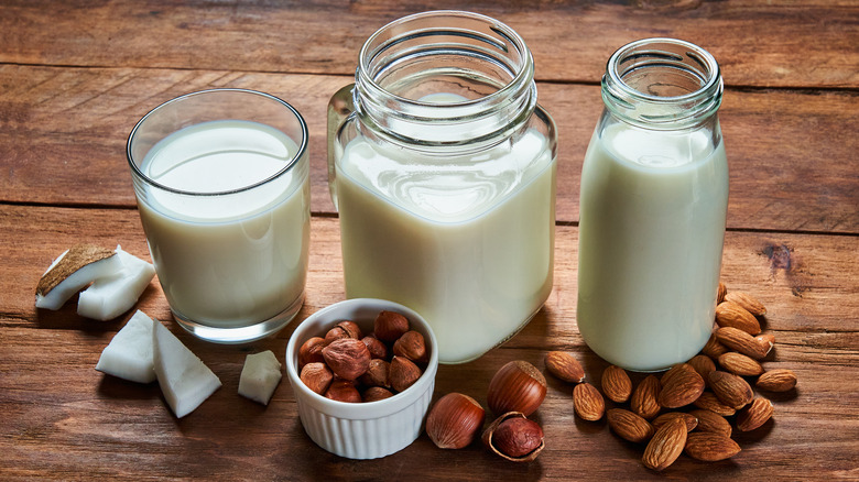 containers of different nut milks