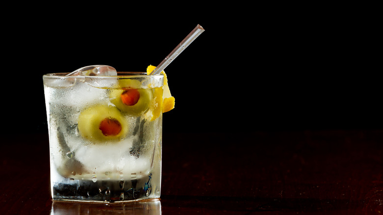 martini on the rocks with garnishes