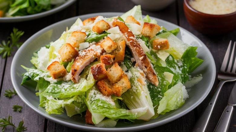 Chicken Caesar salad with croutons