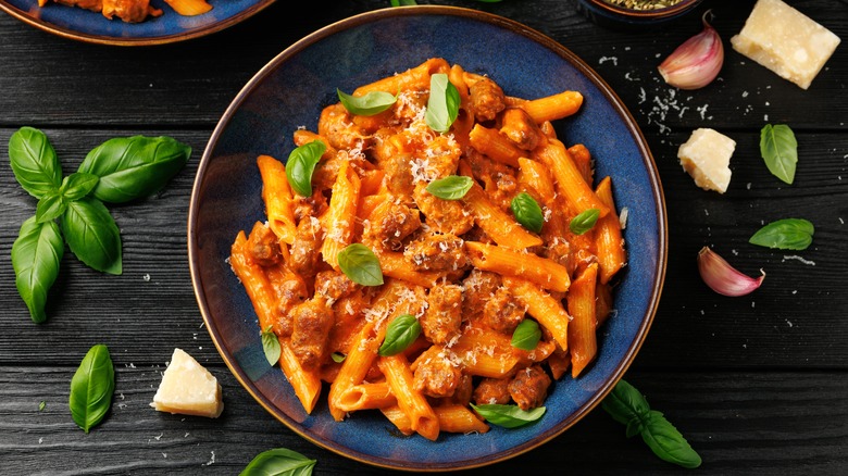 tomato pasta in a bowl