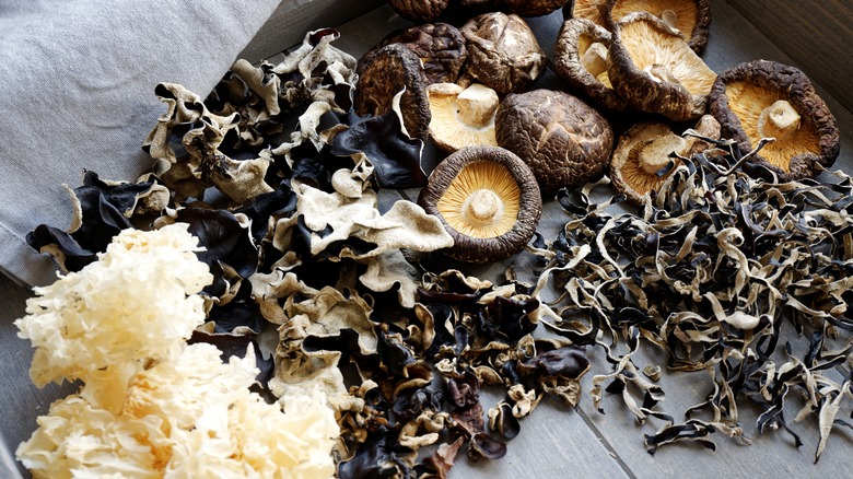 assortment of dried mushrooms