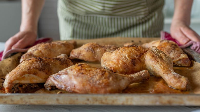 Baked chicken on sheet pan