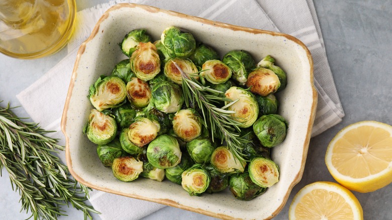 Brussels sprouts with thyme, lemons, and oil