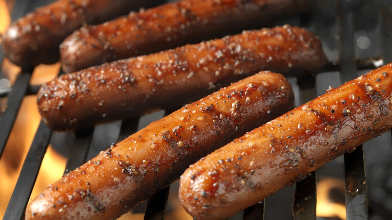 Hot dogs on grill