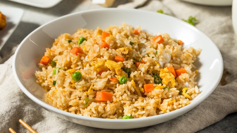 white bowl of fried rice