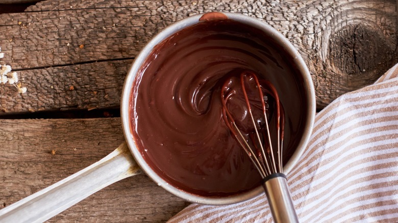 melted chocolate bar in a pot