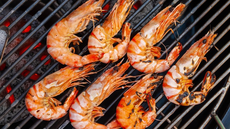 Shrimp in shell on grill