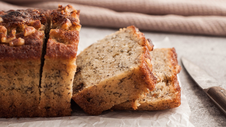 Sliced banana bread 