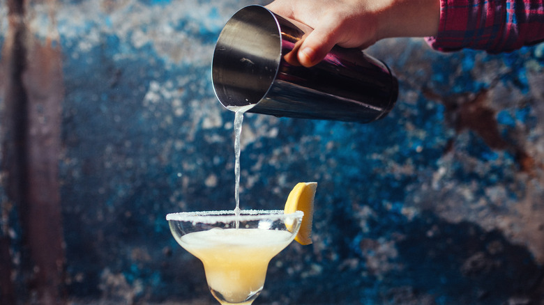 drink poured into salted glass