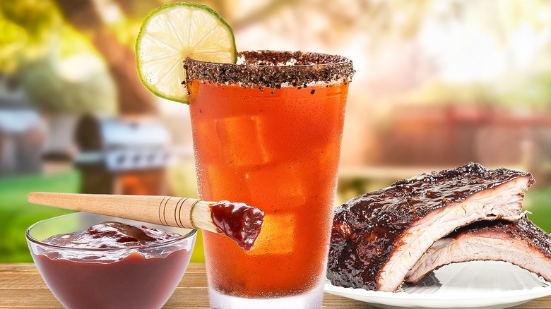 Michelada next to BBQ