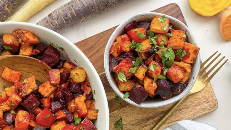 Herbed roasted root vegetables