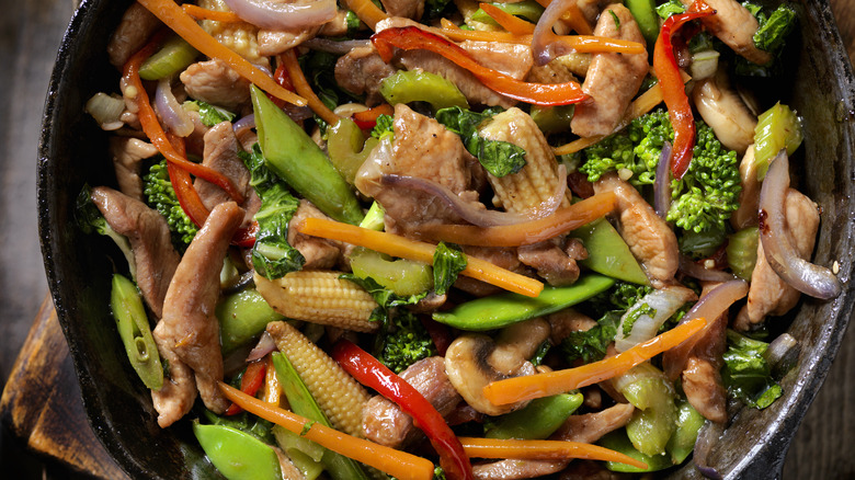 pork and vegetable stir fry