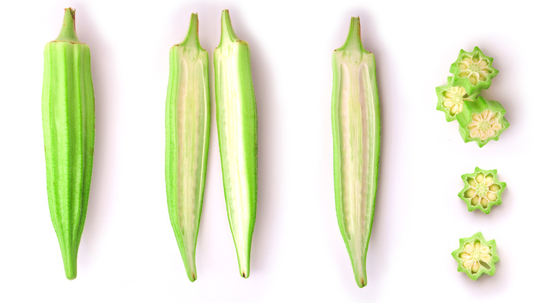 Sliced okra and cross sections