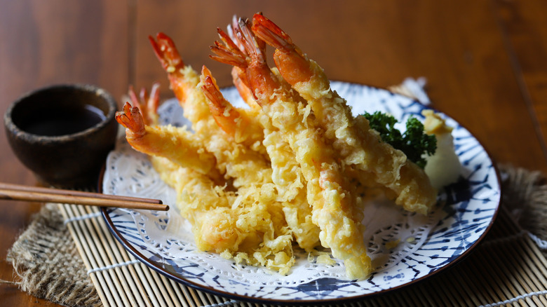 Shrimp frying in oil