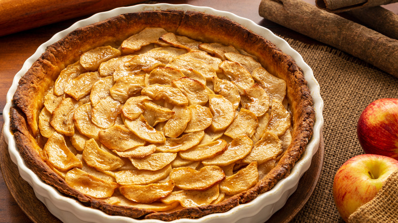 pie with browned apple top