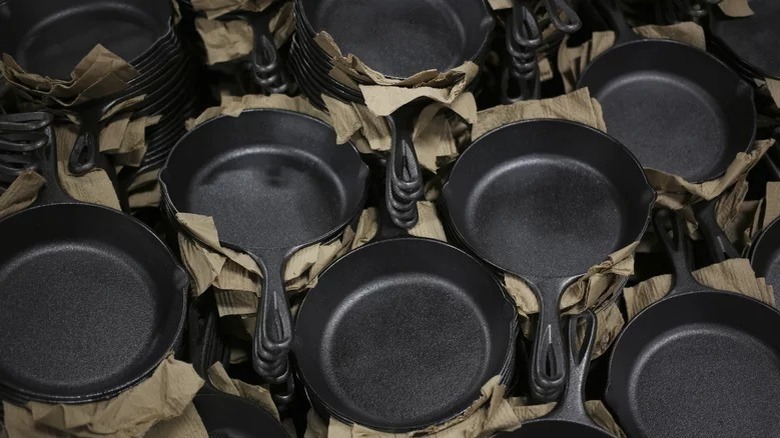 Cast iron skillets stored 