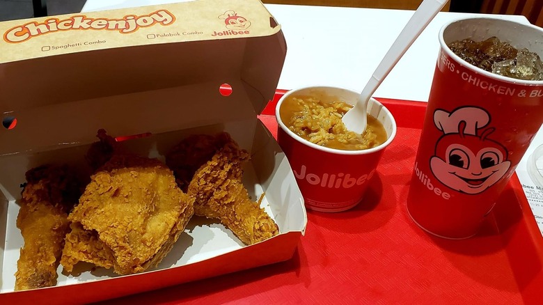 a jolliibee meal featuring adobo rice