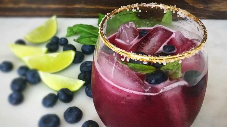 Blueberry margarita on the rocks