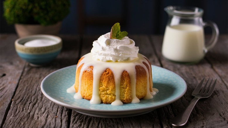 cake with whipped cream on top